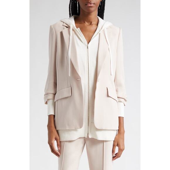 NWT $595 Cinq à Sept Khloe Blazer with Hooded Knit Bib Sz 2 - Picture 1 of 8